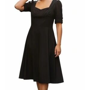 Miusol Black Fit & Flare Midi Dress Size XL Sweetheart Neckline Classic Retro